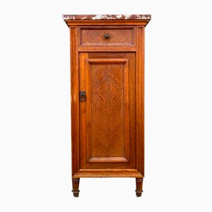 Antique Art Nouveau Nightstand Oak & Red Marble-ALF-2033623