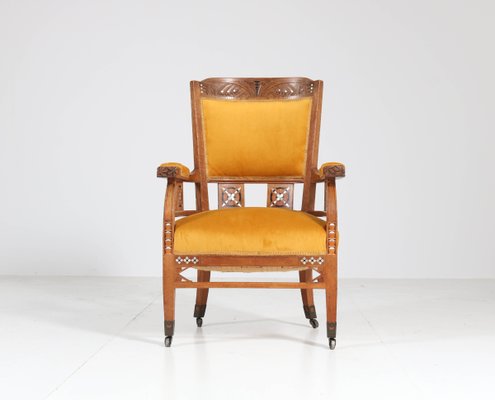 Antique Art Nouveau Oak Armchairs from H.F. Jansen & Zonen Hofleverancier, Set of 2-MY-590603