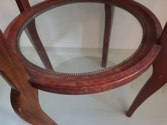 Antique Art Nouveau Side Table with Removable Brass Tray