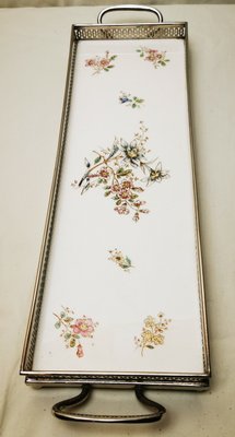 Antique Art Nouveau Style Porcelain and Metal Tablet-ELB-1273950