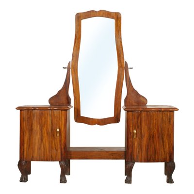 Antique Art Nouveau Walnut and Burl Walnut Beveled Mirror by Testolini e Salviati for Fratelli Testolini-NJV-660541