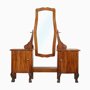 Antique Art Nouveau Walnut and Burl Walnut Beveled Mirror by Testolini e Salviati for Fratelli Testolini-NJV-660541