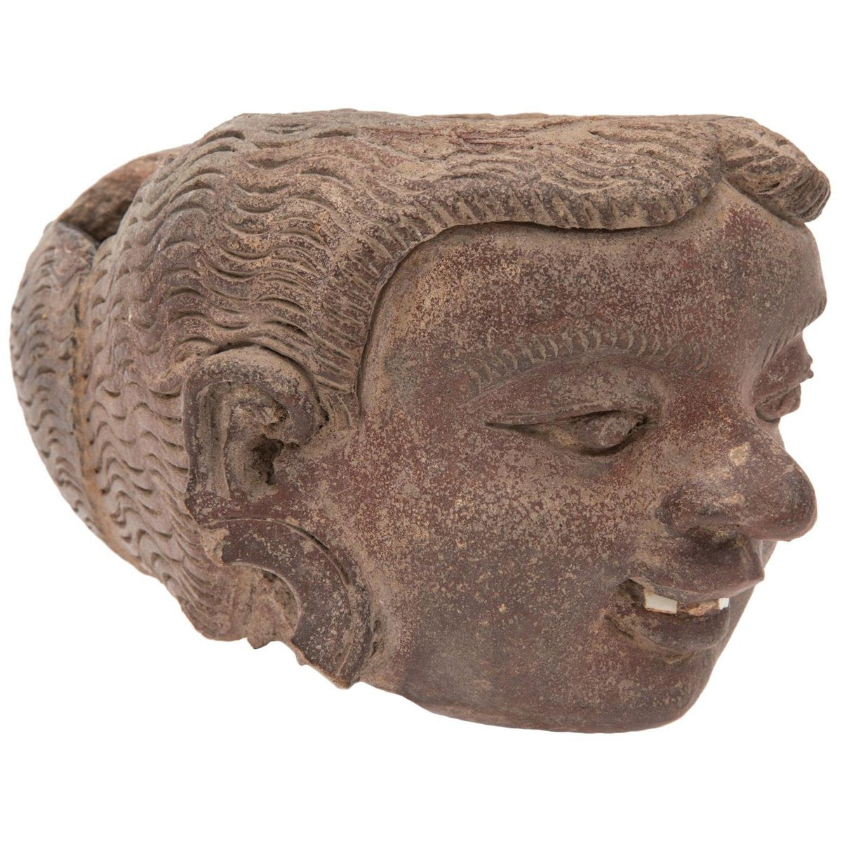 Antique Artefact Majapahit Terracotta Expressive Head