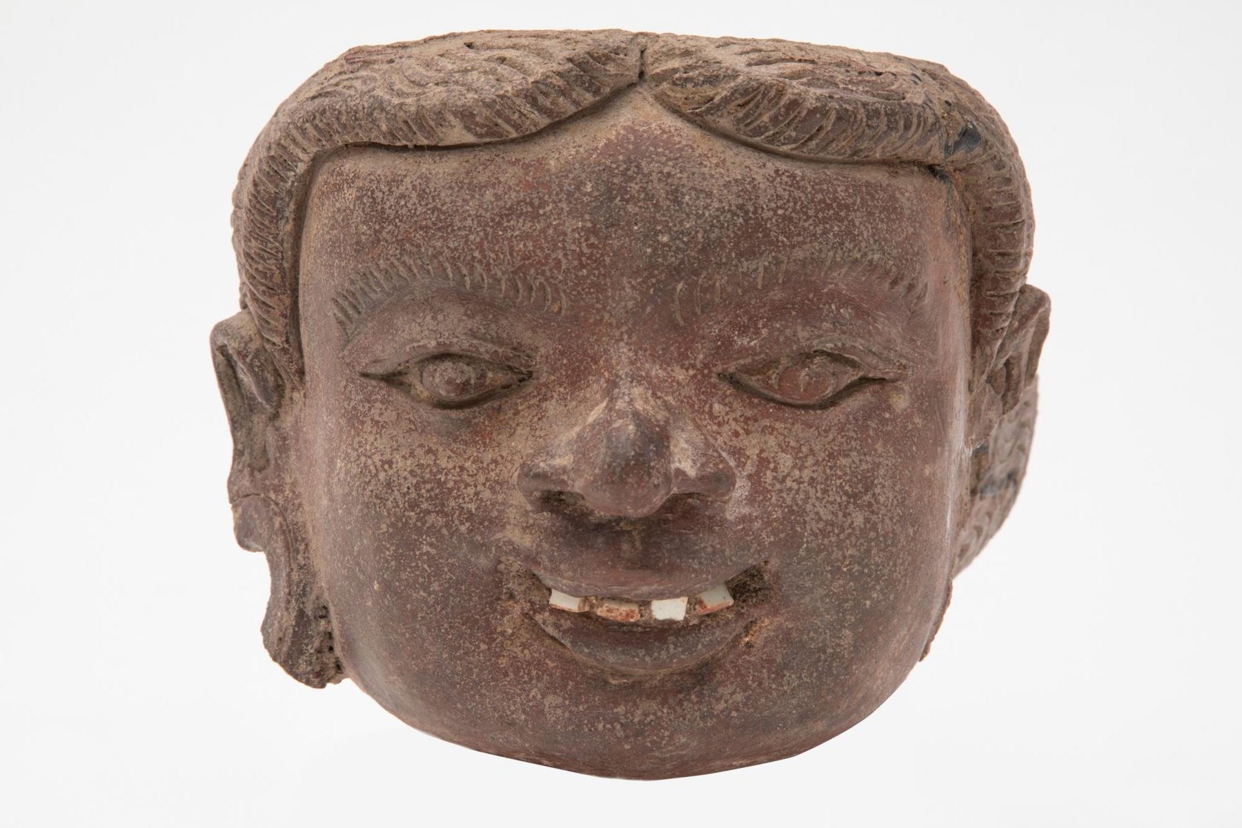 Antique Artefact Majapahit Terracotta Expressive Head