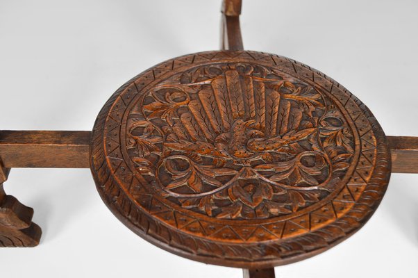 Antique Asian Indonesian Coffee Table Carved with Dragons and Peacocks-XNH-754046