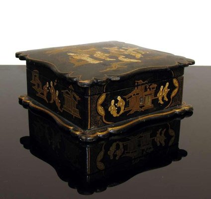 Antique Asian Napoleon III Lacquered Jewelry Box-YGE-590343