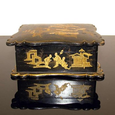 Antique Asian Napoleon III Lacquered Jewelry Box-YGE-590343