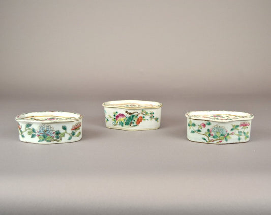 Antique Asian Porcelain Containers, 1890s, Set of 3