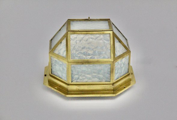 Antique Austrian Brass & Glass Flush Mount by Josef Hoffmann, 1903-NB-877438