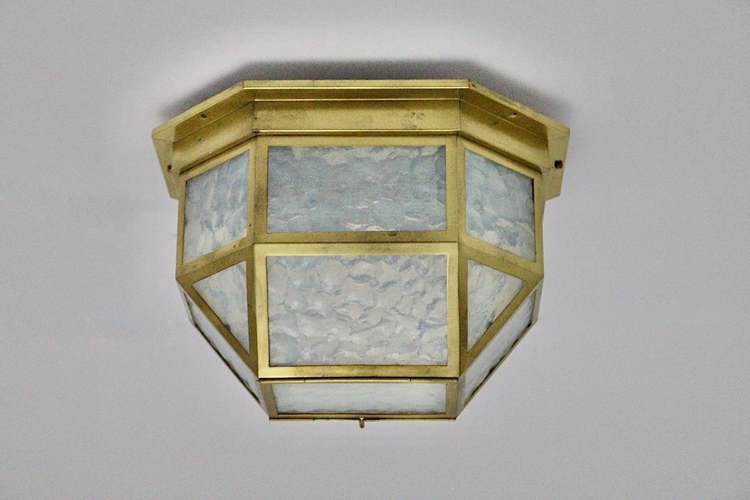 Antique Austrian Brass & Glass Flush Mount by Josef Hoffmann, 1903