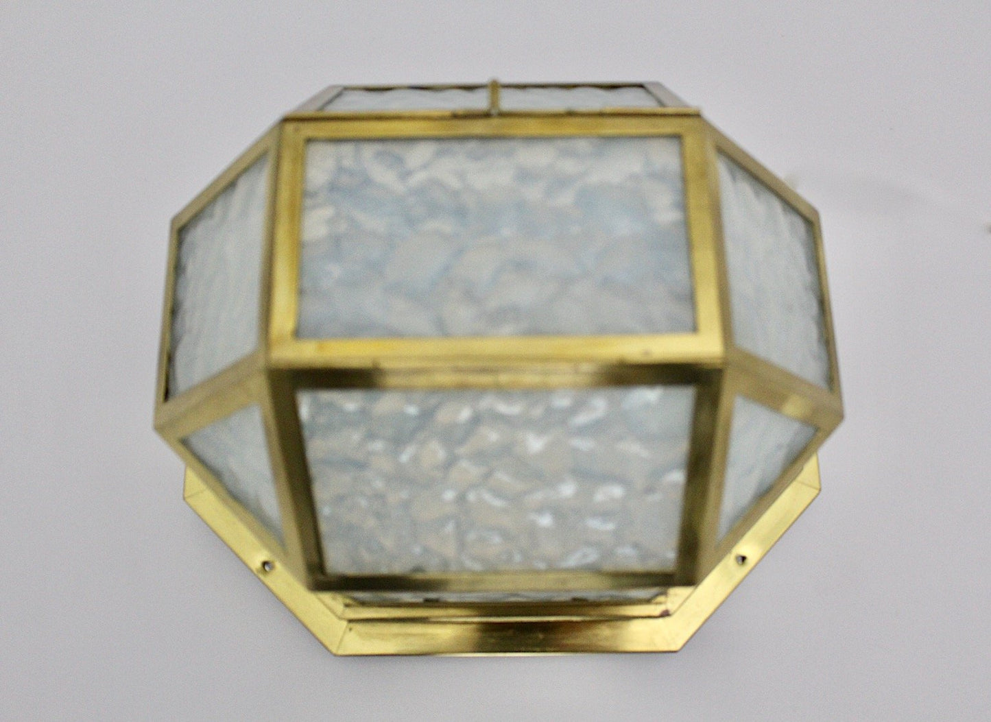 Antique Austrian Brass & Glass Flush Mount by Josef Hoffmann, 1903