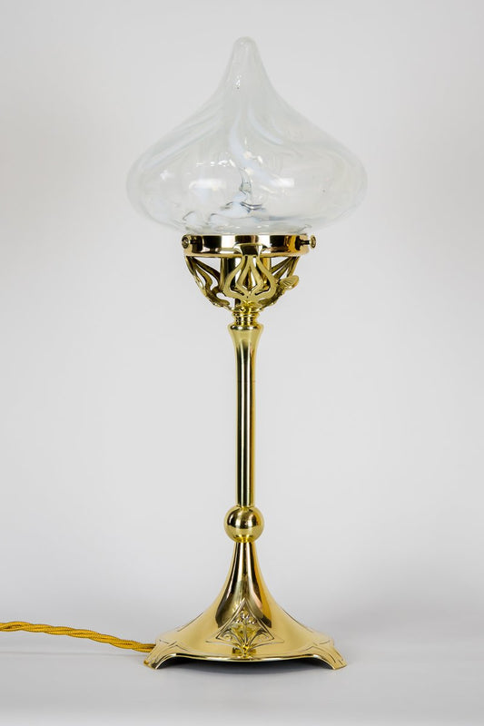 Antique Austrian Opaline Glass Table Lamp, 1905