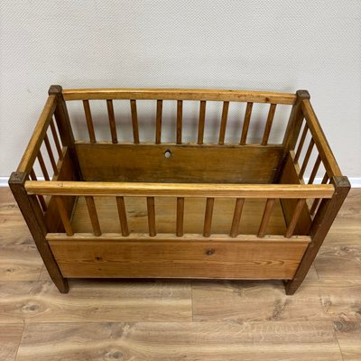 Antique Baby Bed in Softwood, 1900-ALF-2033499