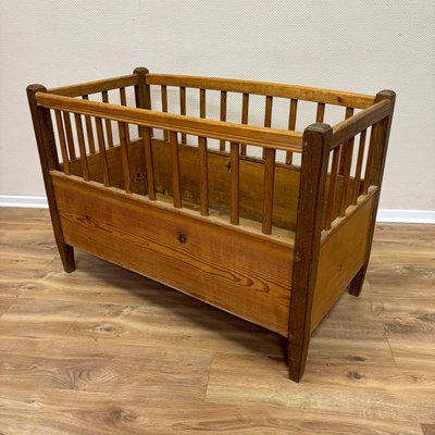 Antique Baby Bed in Softwood, 1900-ALF-2033499