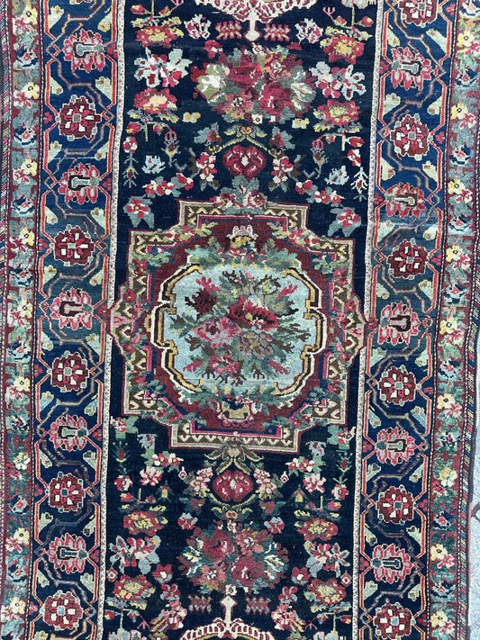 Antique Bakhtiar Floral Savonnerie Design Rug, 1890s