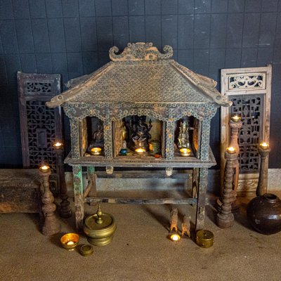 Antique Bali House Temple Studded with Lucky Coins-IA-792439