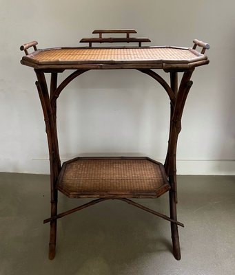 Antique Bamboo and Seagrass Side Table, 1920s-IVH-2025359