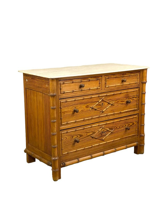 Antique Bamboo Chest of Drawers in Wood, 1890