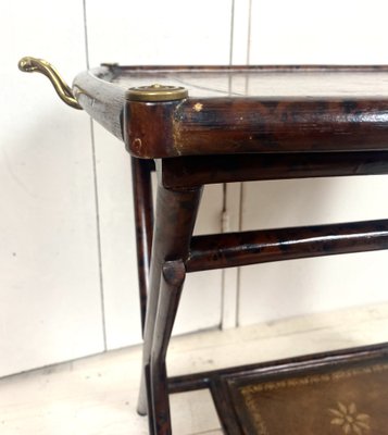 Antique Bamboo Leg Butler Table with Leather Print Tray-WZZ-990416