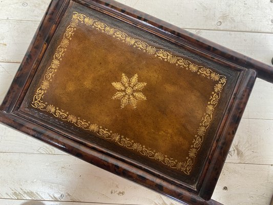 Antique Bamboo Leg Butler Table with Leather Print Tray-WZZ-990416