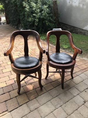 Antique Barbers Swivel Armchairs, 1900s, Set of 2-OXJ-709093