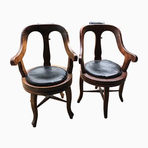 Antique Barbers Swivel Armchairs, 1900s, Set of 2-OXJ-709093