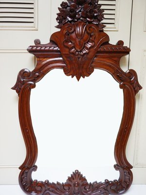 Antique Barocque Wall Mirror in Carved Mahogany-EA-2027902