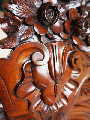 Antique Barocque Wall Mirror in Carved Mahogany-EA-2027902