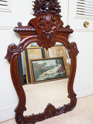 Antique Barocque Wall Mirror in Carved Mahogany-EA-2027902