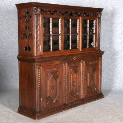 Antique Baroque Buffet Showcase in Oak, 18th Century-DXD-1148262