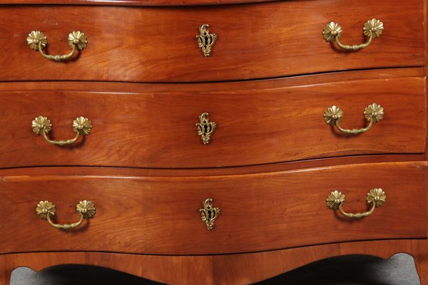 Antique Baroque Curved Cherry Dresser, 18th Century-DXD-1150960