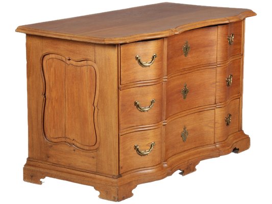 Antique Baroque Curved Dresser in Oak, 18th Century-DXD-1150940