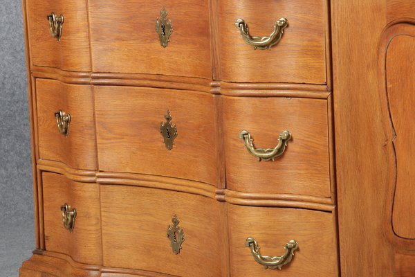 Antique Baroque Curved Dresser in Oak, 18th Century-DXD-1150940