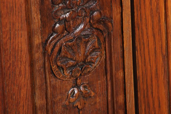 Antique Baroque Oak 3-Door Display Case with Carvings, Aachen Lüttich, 19th Century-DXD-1148204