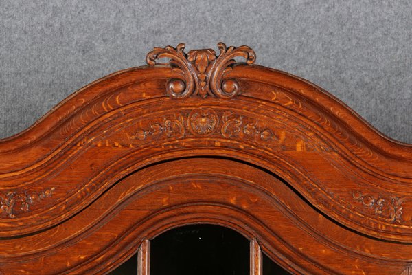 Antique Baroque Oak 3-Door Display Case with Carvings, Aachen Lüttich, 19th Century-DXD-1148204