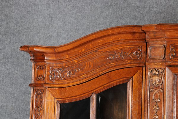 Antique Baroque Oak 3-Door Display Case with Carvings, Aachen Lüttich, 19th Century-DXD-1148204