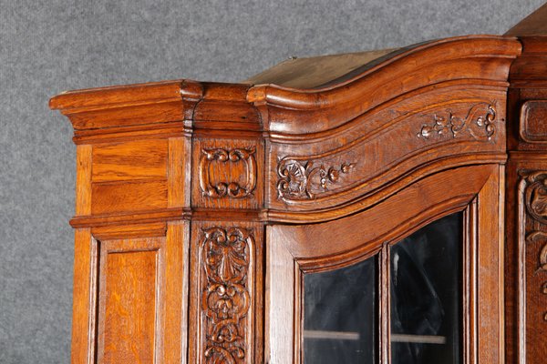 Antique Baroque Oak 3-Door Display Case with Carvings, Aachen Lüttich, 19th Century-DXD-1148204