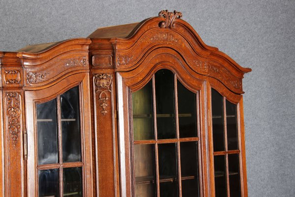 Antique Baroque Oak 3-Door Display Case with Carvings, Aachen Lüttich, 19th Century-DXD-1148204