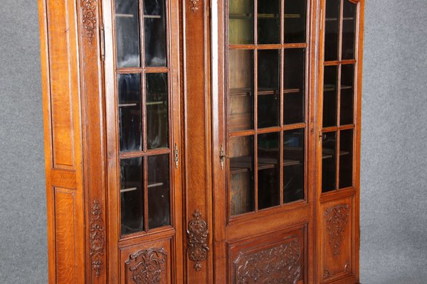 Antique Baroque Oak 3-Door Display Case with Carvings, Aachen Lüttich, 19th Century-DXD-1148204