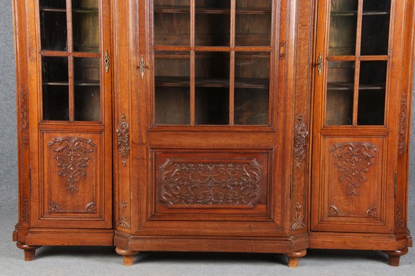 Antique Baroque Oak 3-Door Display Case with Carvings, Aachen Lüttich, 19th Century-DXD-1148204