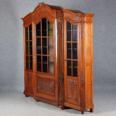 Antique Baroque Oak 3-Door Display Case with Carvings, Aachen Lüttich, 19th Century-DXD-1148204