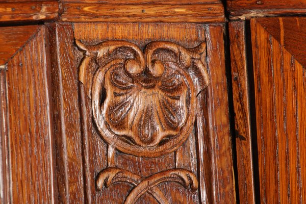 Antique Baroque Oak 3-Door Display Case with Carvings, Aachen Lüttich, 19th Century-DXD-1148204