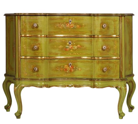 Antique Baroque Style Italian Gilded Chippendale Dresser-NJV-577724