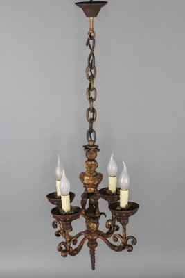 Antique Baroque Style Wrought Iron Figural Chandelier, France, 1890s-KEG-1746697