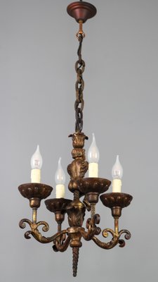 Antique Baroque Style Wrought Iron Figural Chandelier, France, 1890s-KEG-1746697