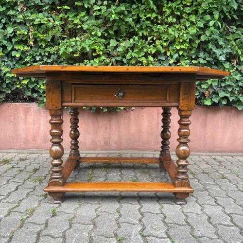 Antique Baroque Table in Cherry Tree and Other Precious Woods