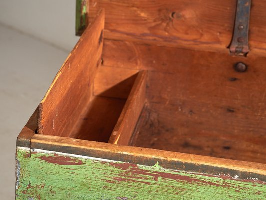 Antique Bedroom Trunk with Green Patina, 1866-ZNJ-2033640