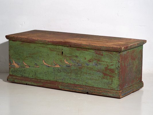 Antique Bedroom Trunk with Green Patina, 1866-ZNJ-2033640