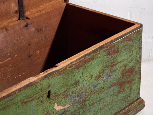 Antique Bedroom Trunk with Green Patina, 1866-ZNJ-2033640