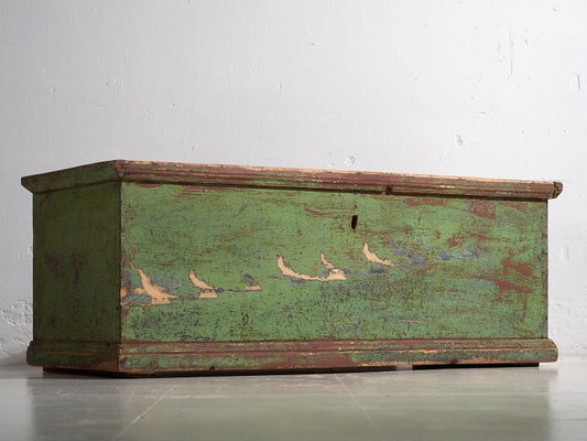 Antique Bedroom Trunk with Green Patina, 1866-ZNJ-2033640